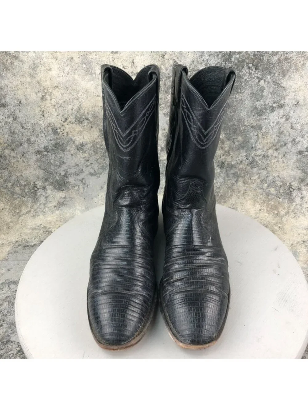 Justin Boots Men's Size 13B Exotic Roper Black Lizard Leather #3112 Boots FAIR